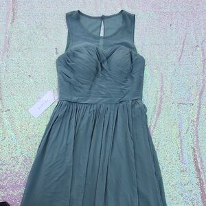 Azazie Eucalyptus Green Formal Wedding Bridesmaid Chiffon Dress NWT!
